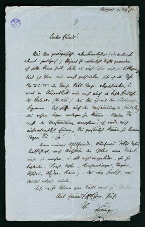 Brief vom 9. August 1865