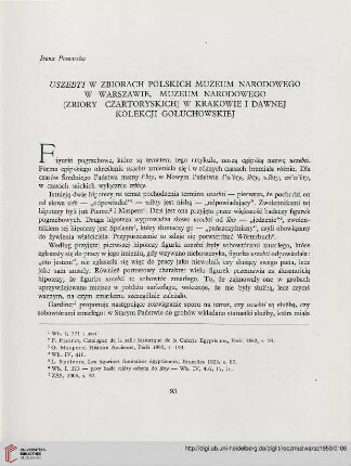 4: Uszebti w zbiorach polskich Muzeum Narodowego w Warszawie, Muzeum Narodowego (Zbiory Czartoryskich) w Krakowie i dawnej kolekcji gołuchowskiej