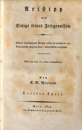 C. M. Wielands sämmtliche Werke, 35. Aristipp ; Theil 3