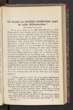 Der Kampf des schlesischen Konsistoriums gegen die ersten Missionsvereine