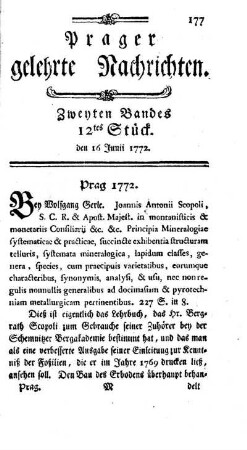 Zweyten Bandes 12tes Stück. den 16 Junii 1772.