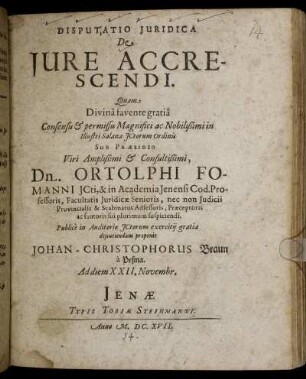 Disputatio Iuridica De Iure Accrescendi