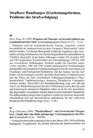 57-66, Strafbare Handlungen (Erscheinungsformen, Probleme der Strafverfolgung)