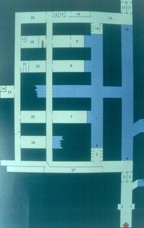 Jersey. German Underground Hospital. Plan des Wegenetzes mit einzelnen Stationen