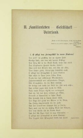 II. Familienleben - Gesellschaft - Vaterland