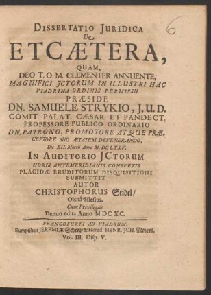 Dissertatio Iuridica De Etcaetera