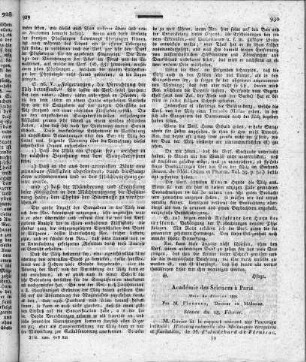 Acadèmie des sciences à paris. Mois de Fevrier 1820.