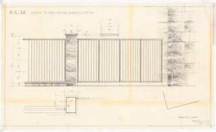 Reichsluftfahrtministerium, Berlin: Verbindungsbau, Abschlussgitter zu L5: Ansicht, Grundriss [1:20]