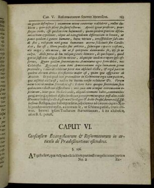 Caput VI. Consensum Evangelicorum & Reformatorum in articulo de Prædestinatione ostendens. - Caput VIII. Pondus controversiæ expendens.