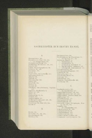 Sachregister zum ersten Bande.