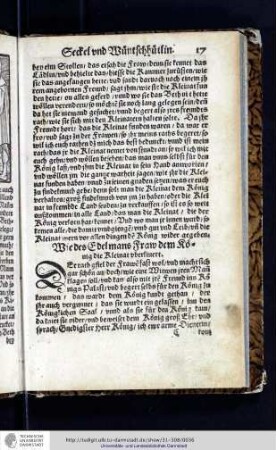 Wie des Edelmans Fraw dem Koenig die Kleinat vberliuert. (Bl. 17 recto - 18 recto)