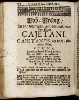 [Siben und zwainzigste] Lob-Predig, Cajetanus ein hoch-fliegender Adler – [Ein und dreyssigste] Lob-Predig, Antonius De Padua Wunder-voll in allen