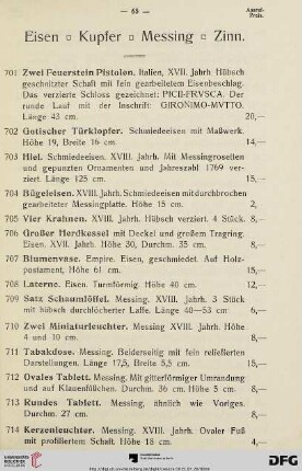Eisen Kupfer Messing Zinn (Nr. 701-770)