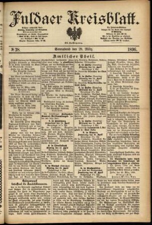 Erste Ausgabe vom Samstag, den 28. März 1896.