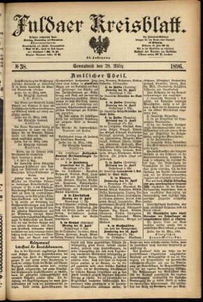Erste Ausgabe vom Samstag, den 28. März 1896.