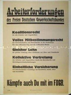 Maueranschlag mit Losungen des FDGB