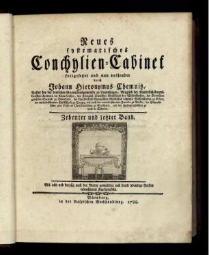 Bd. 10: Neues systematisches Conchylien-Cabinet. Bd. 10