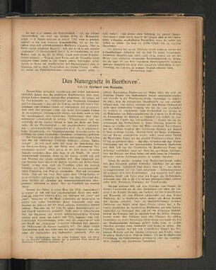Das Naturgesetz in Beethoven. Von Dr. Gerhard von Keussler.