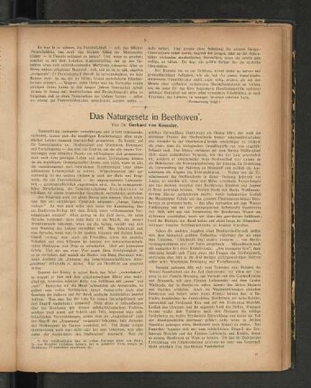 Das Naturgesetz in Beethoven. Von Dr. Gerhard von Keussler.