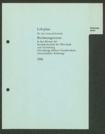 Lehrplan für das Unterrichtsfach Rechnungswesen ...