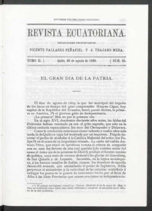 Tomo 2. - Quito, 30 de agosto de 1890. - Núm. 20