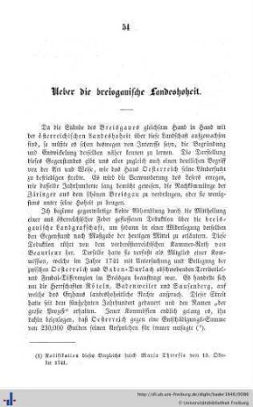 Über die breisgauische Landeshoheit.