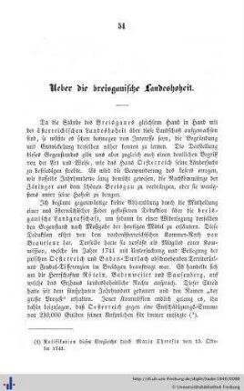 Über die breisgauische Landeshoheit.