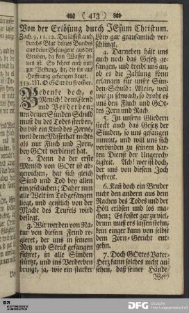Von der Erlösung durch Jesum Christum.