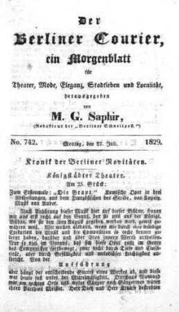 No. 742., Montag, den 27. Juli 1829