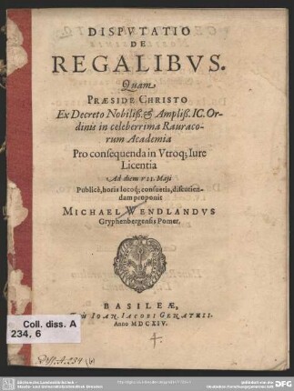 Disputatio De Regalibus