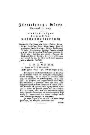Intelligenz - Blatt September 1807