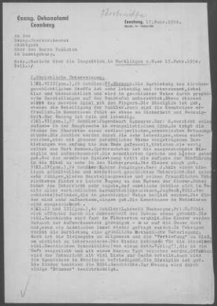Merklingen (Weil der Stadt): Inspektionsbericht 1954