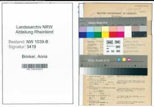 Entnazifizierung Anna Brinker , geb. 14.01.1919 (Angestellte)