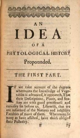 An idea of a phytological history