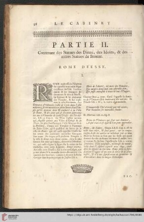 Partie II: Contenant des Statues des Dieux, des Idoles, & des autres Statues de Bronze