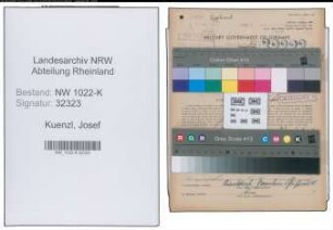 Entnazifizierung Josef Kuenzl , geb. 09.03.1922 (Metzger)