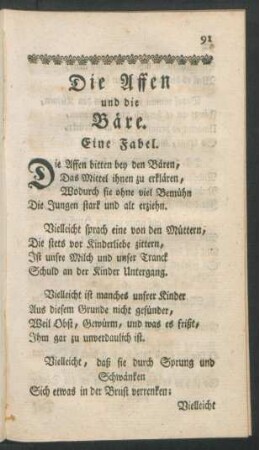 Die Affen und die Bäre. Eine Fabel