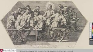[Jesus Christus feiert das Passah mit seinen Aposteln.; Jésus-Christ célébrant la Pâque avec ses apôtres.]