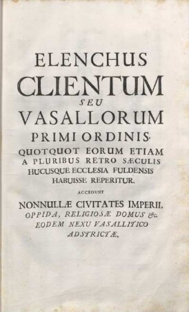 Elenchus Clientum Seu Vasallorum Primi Ordinis