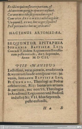 Sequuntur Epitaphia Iohannis Baptistae Leii ...