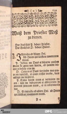 Weiß dem Priester Meß zu dienen.