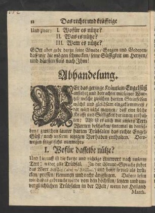 Abhandelung. I. Wofür dasselbe nütze?