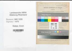Entnazifizierung Erich Weber , geb. 12.02.1900 (Steiger)