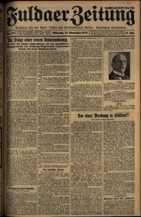 Erste Ausgabe vom Mittwoch, den 26. November 1930.