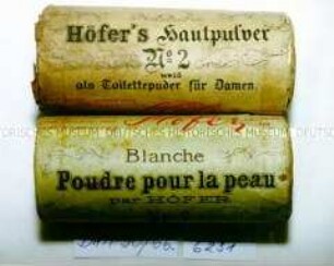 Dosen mit Inhalt "Höfer's Hautpulver" in Originalumverpackung