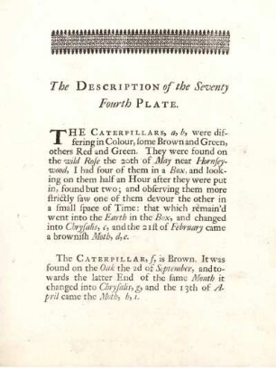 The Description of the Seventy Fourth Plate