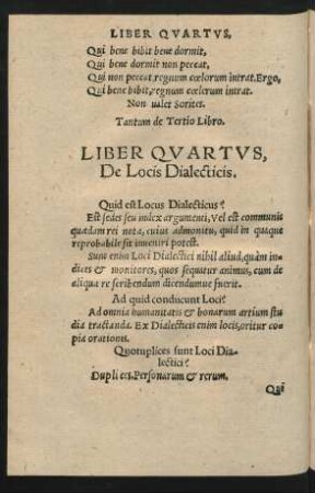 Liber Quartus, De Locis Dialecticis.
