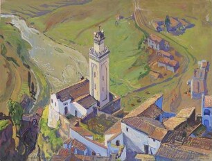 Eingang der Rummel-Schlucht. Blick von der Höhe der Stadt Constantine auf den Marabu Sidi Rached