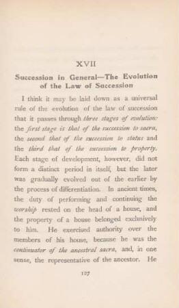 XVII. Succession in general - the evolution of the law of succession