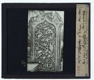 Konstanz, Münster,Konstanz, Münster, Chorgestühl : Gestühlwange, Lebensbaum; Matthäus m. Engel